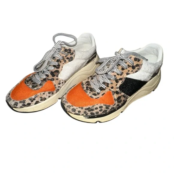 Oasis Society Women's Leopard Print Sneakers - Orange, Black, White - Picture 2 of 5